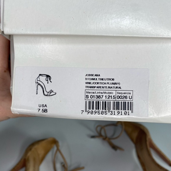 Schutz Womens Josseana Nude Beige Clear Strap Ankle Tie Heels Sandals Size 7.5 B - Picture 11 of 11